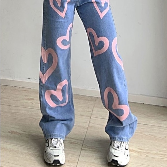 Heart Graphic Jeans - Worn once - Picture 3 of 7